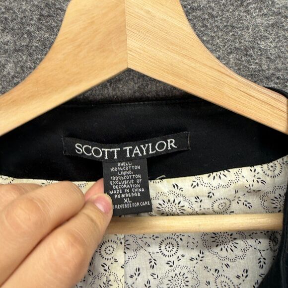 Scott Taylor Blazer Women XL Black Floral Button Up Collared 3/4 Sleeve Lined - Picture 3 of 8